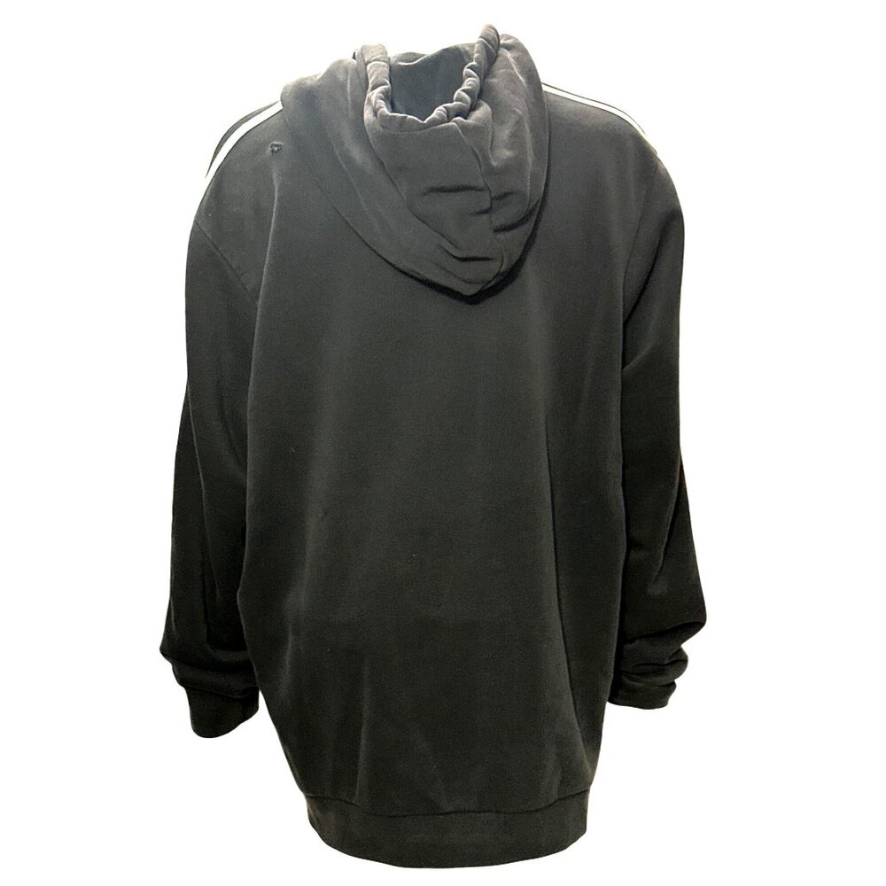 Adidas Black Hoodie White Stripes Kangaroo Pocket Drawstring Size Large Unisex - Picture 6 of 14